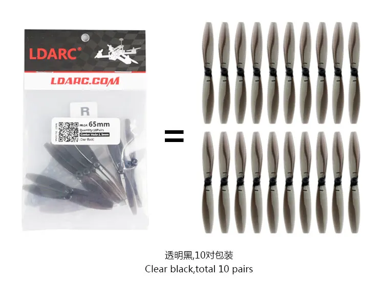 10 pares LDARC 65mm hélice 1 0 5mm agujero 2 hojas paleta CW CCW Props PC hélices para palillo de dientes marco DIY RC Drone | Игрушки и