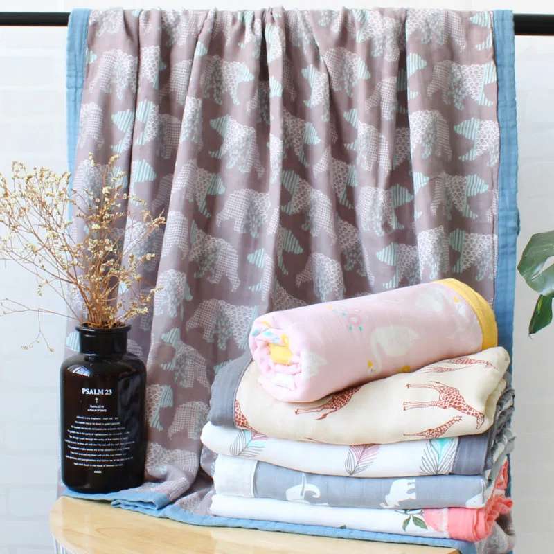 Муслиновое одеяло четыре слоя детское из бамбука супермягкое спальное для