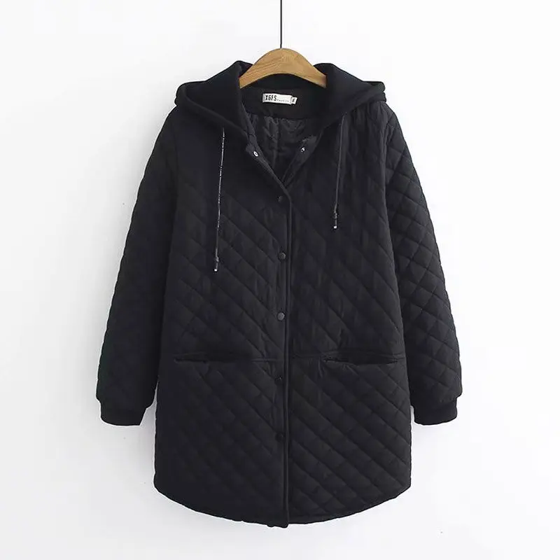 Thick Cotton Coat Winter Femmes Women's Korean Casual Long Plaid Loose Hooded Jacket Shirt Abrigos Mujer Female Parka