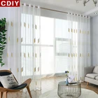 Современные вышитые тюлевые занавески CDIY с ушками пшеницы для гостиной прозрачные вуали шторы для детской спальни шторы Cortina