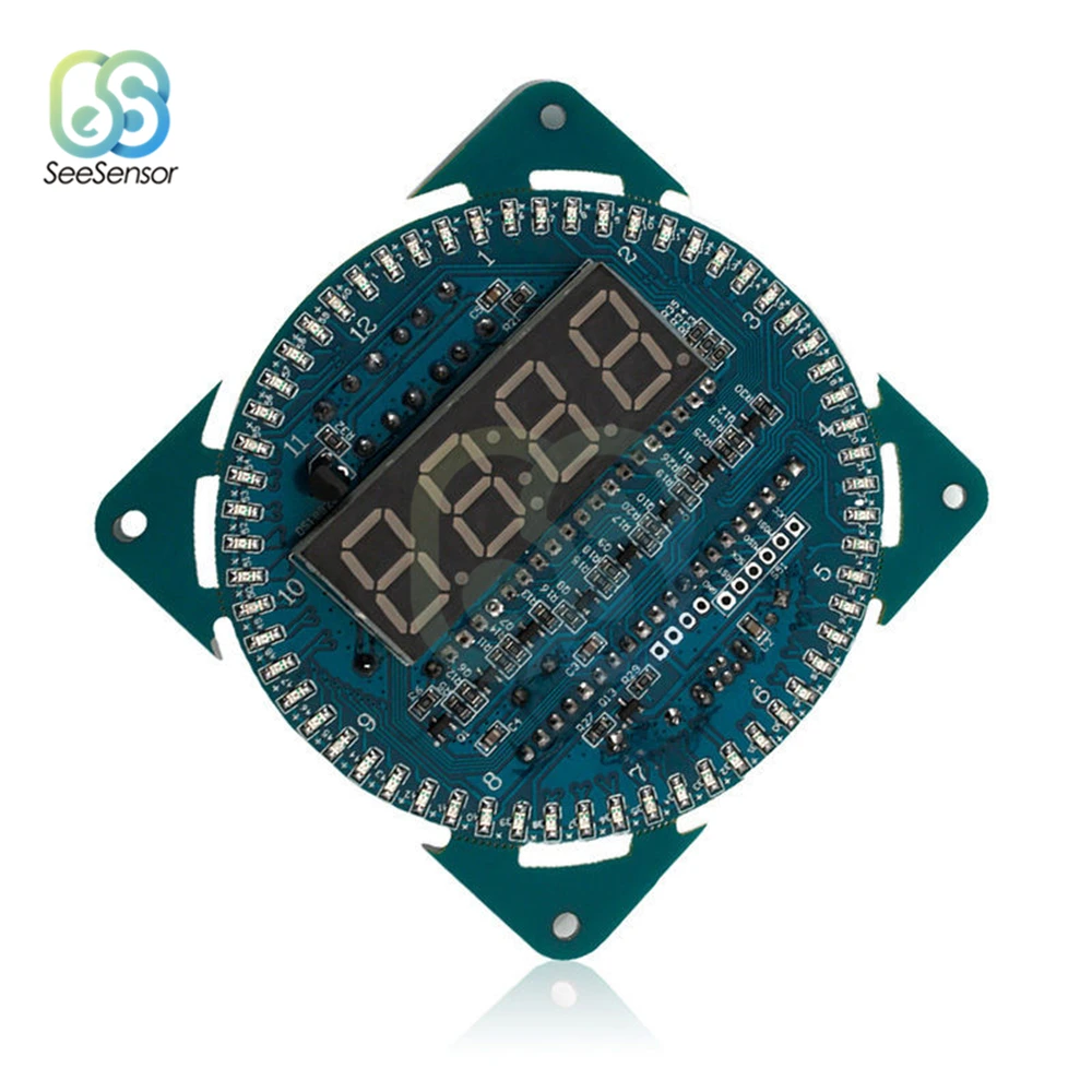 Вращающийся DS1302 светодиодный цифровой дисплей модуль сигнализации электронный цифровой Будильник Светодиодная панель температурного контроля DIY Kit обучающая доска 5 В