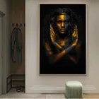 Черная Девушка Золотая Сексуальная африканская Обнаженная женщина холст картины постеры и принты настенное искусство для гостиной домашний Декор (без рамки)