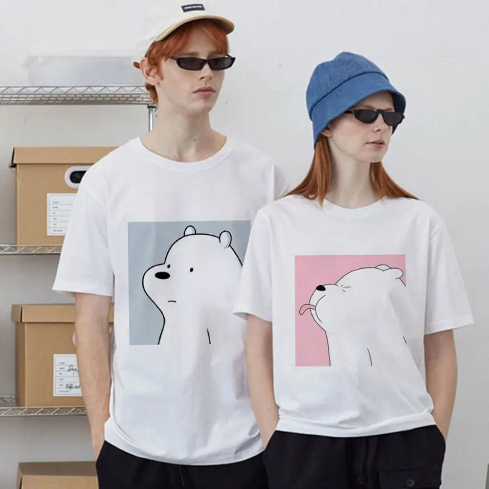 Новинка 2021 футболка Kawaii с белым медведем женская модная Harajuku Ulzzang женские