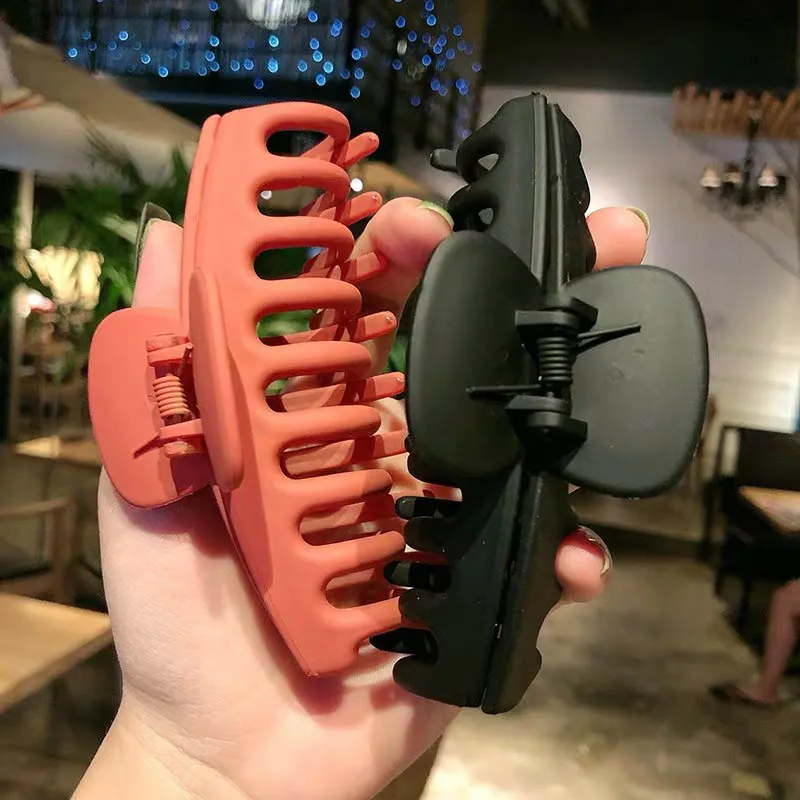 1Pc Korean Solid Big Hair Claws Elegant Frosted Acrylic Clips Hairpins Barrette Headwear for Women Girls Accessories |