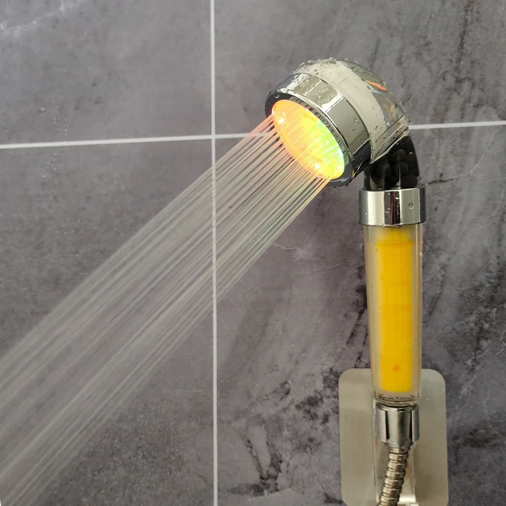 Zloog ванная комната витамин с Led душевая головка минеральные шарики лимонный