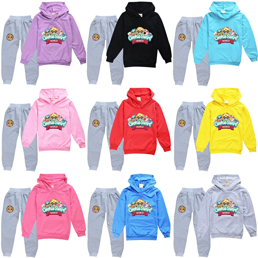 

COOKIE Neutral Kid Hoodies Pants Set Girls Hoody Trouser Suit Long Sleeve Sweater Tops Boy tshirts Clothes