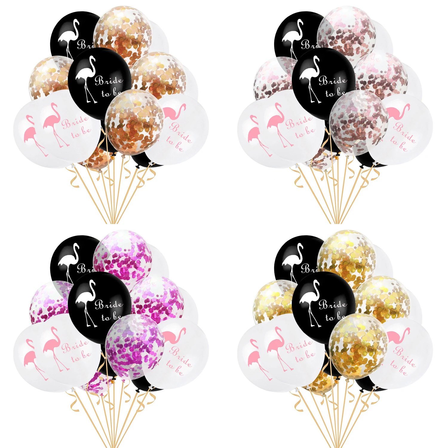 15 шт. набор латексных шаров с конфетти и фламинго для невесты | Дом сад