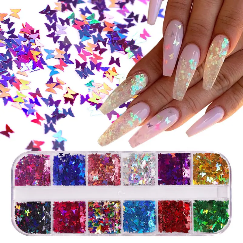 

Fluorescence Butterfly Heart Fruits Various Shapes Nail Art Glitter Flakes 3d Colourful Sequins Polish Manicure Nail Decoration