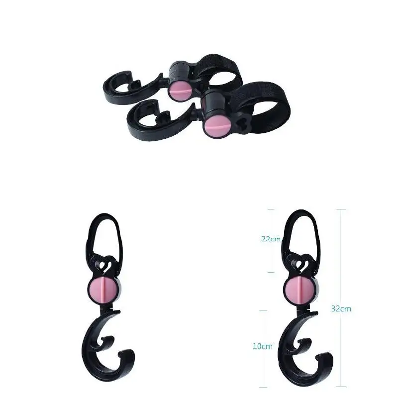 Ganchos de cochecito de beb&eacute;, gancho giratorio de 360 grados y bucle multiusos para bolsa de comestibles NSV, 1 par-5