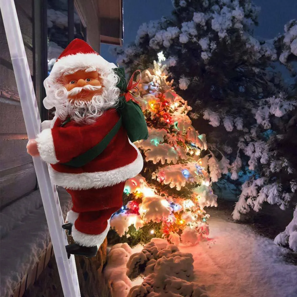 

Xmas Music Figurine Party Decor Electric Climbing Ladder Santa Claus Christmas