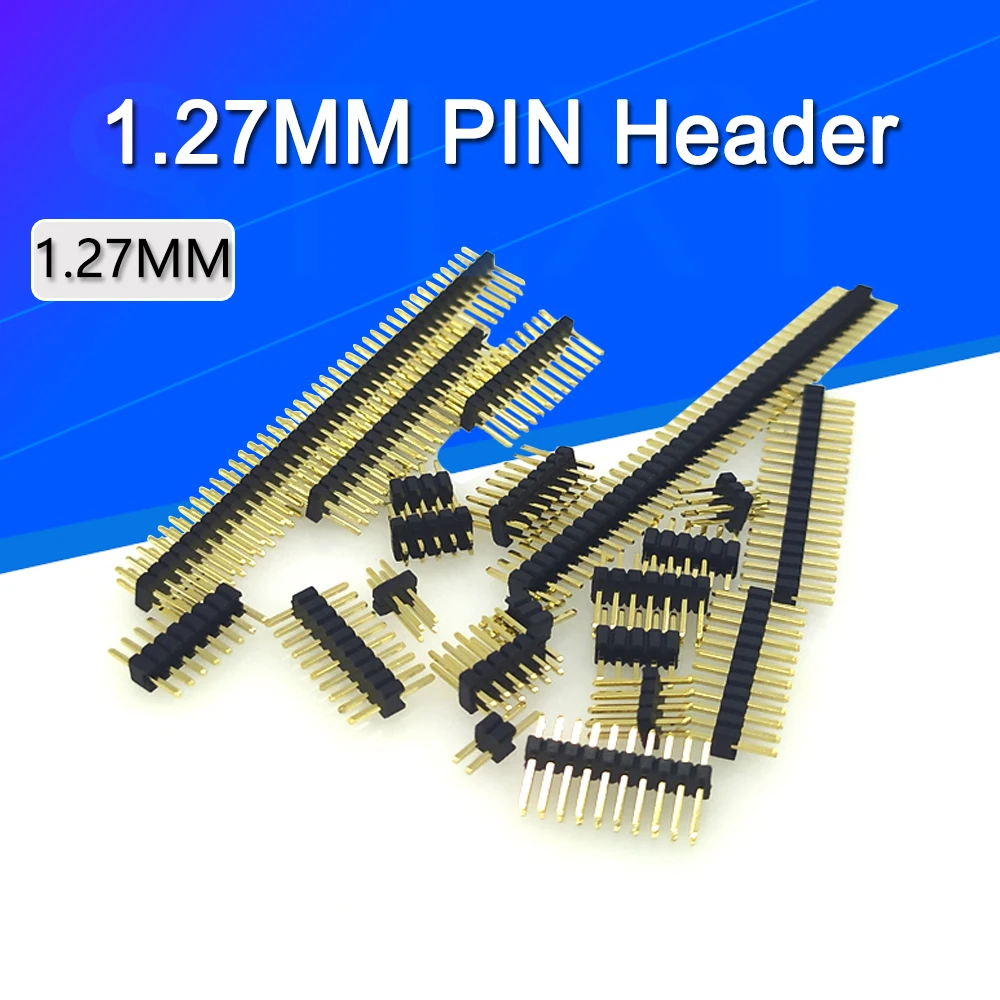 10PCS 1.27mm Pin Header 1.27 Double Row Male 1/2~40P Breakaway PCB Board Connector Strip Pinheader 1*3/4/5/6/7/8/10/12/15/20/40p