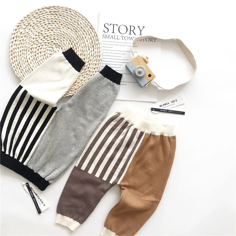 Tonytaobaby осенне зимняя одежда новая детская полосатые трикотажные повседневные