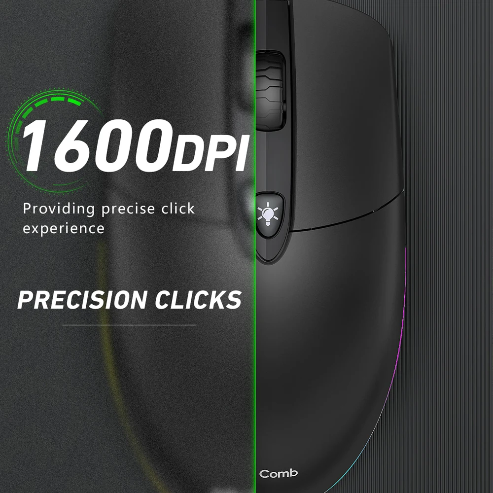 Железная Проводная эргономичная мышь с RGB подсветкой и тихим нажатием для ПК
