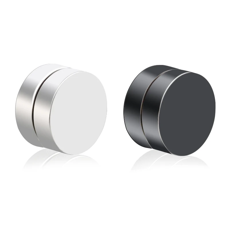 8MM MENS EARRING SET STAINLESS STEEL CIRCLE CLIP STUD EARRINGS FAKE PLUGS NO PIERCING ON JEWELRY | Украшения и аксессуары