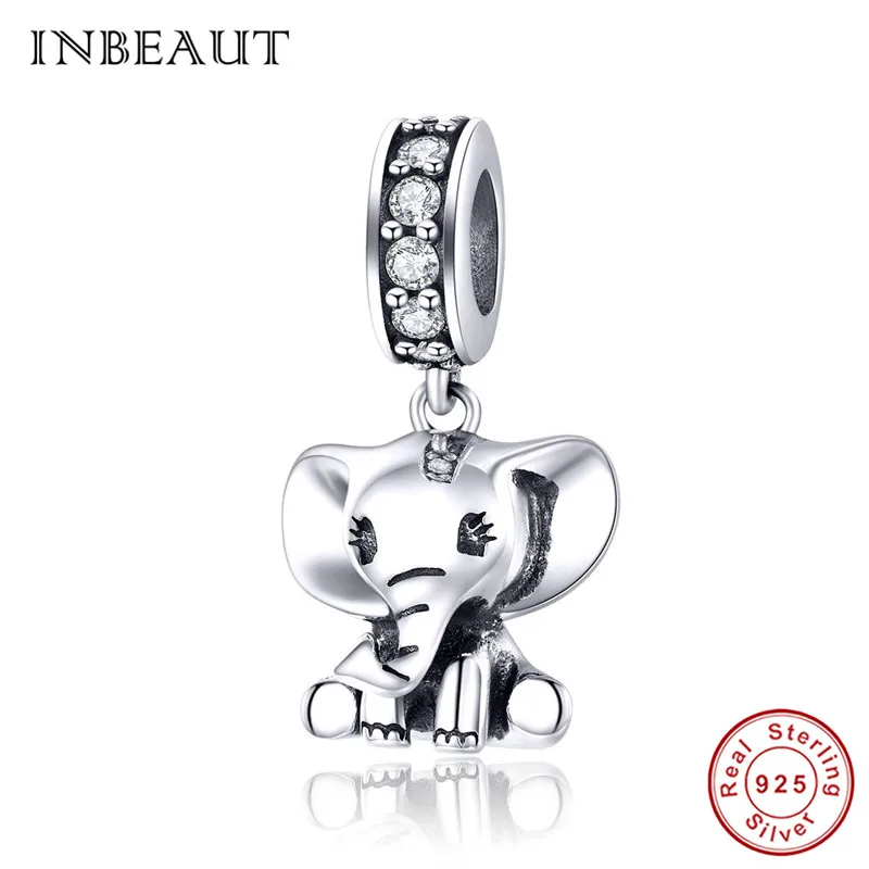 INBEAUT,, подлинный 925 пробы, серебряный, лебедь, дракон, кошка, лапа, собака, талисманы, Подходит для Пандора, браслет, животное, бусины, европейские ювелирные изделия - Окраска металла: sc1338-2