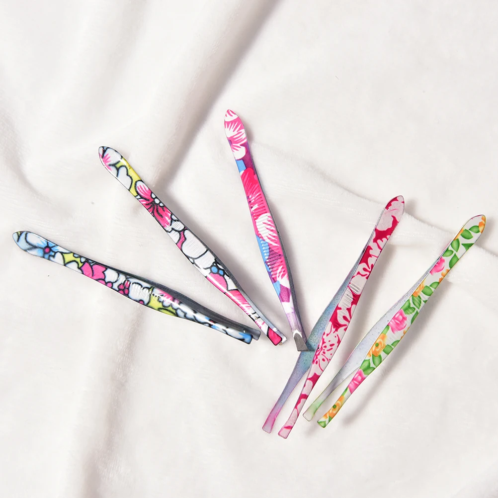 Пинцет для бровей с цветами из нержавеющей стали удаления волос на лице триммер