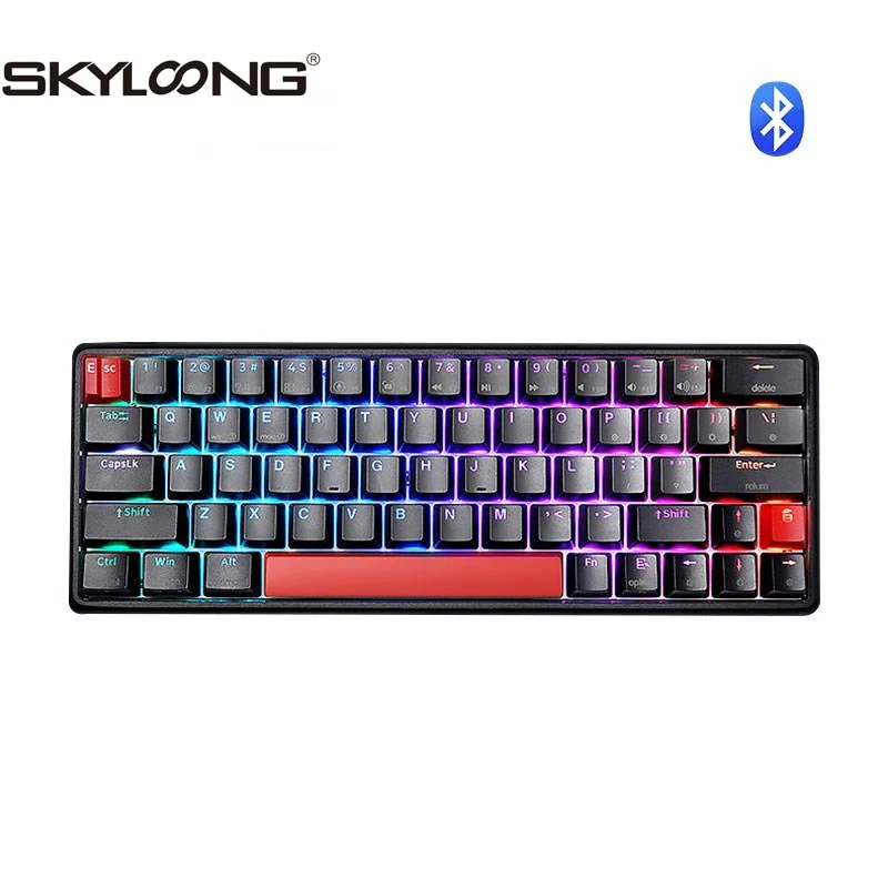 

Портативная механическая мини-клавиатура SKYLOONG GK63, 60%, Беспроводная игровая клавиатура с RGB-подсветкой, GK63 для настольного ПК, iPad