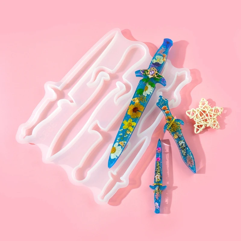 

Crystal Dagger Decoration Mold Sword Cutter Knife Pendant Silicone Mould DIY Resin Mold for Jewelry Crafts Casting