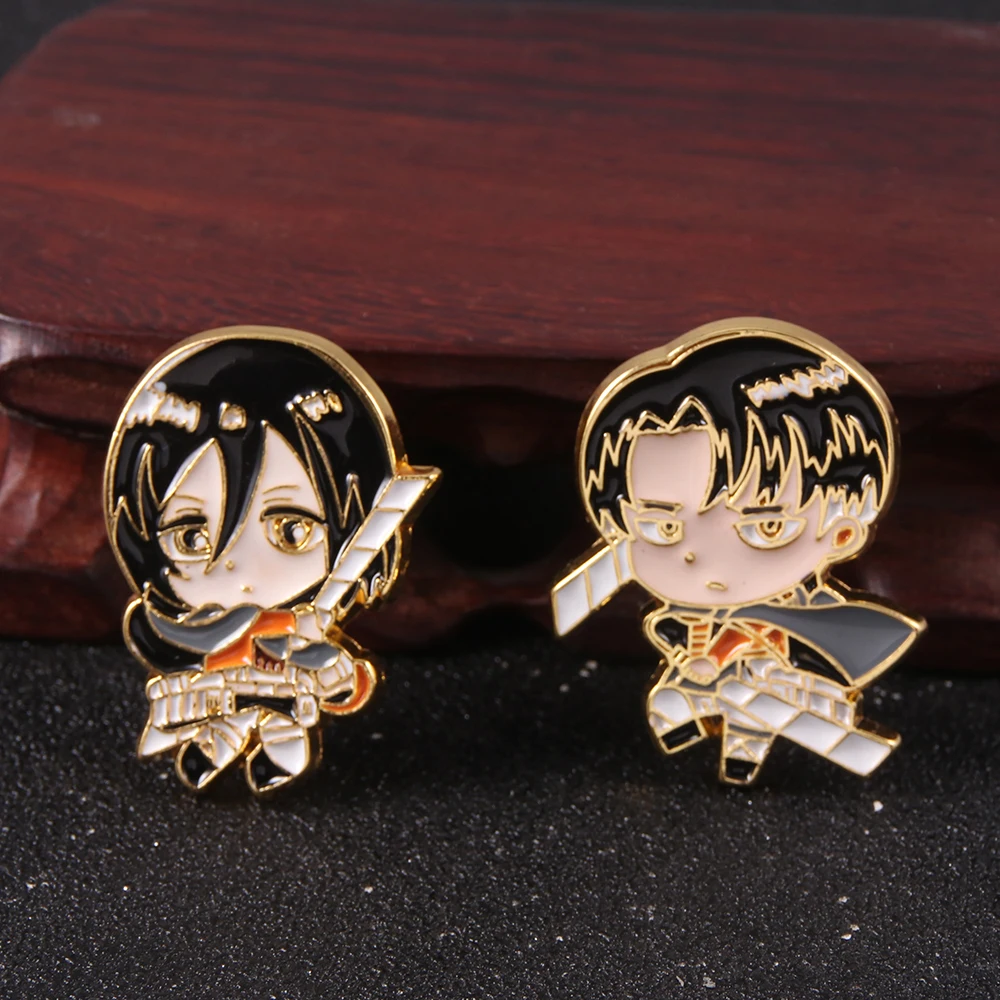 Аниме атака на Титанов булавки брошь Shingeki No Kyojin Levi Ackerman Mikasa значок Броши для