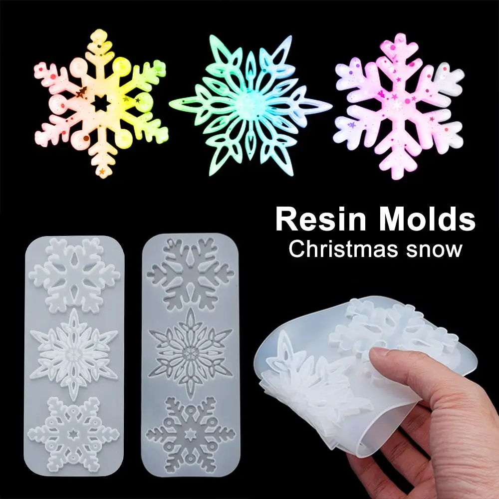 

UV Epoxy Snowflakes Christmas Mold Crystal Pendant Resin Molds Christmas Tree Silicone Mould Hanging Tags Jewelry Making Tools