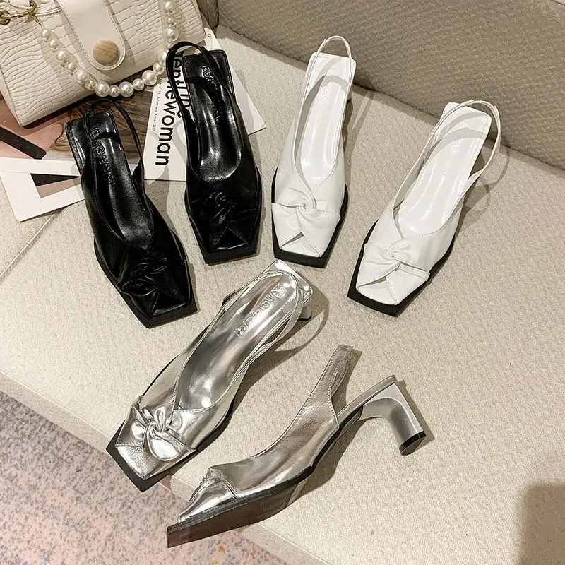 

Fish mouth sandals women 2021 new summer thick-heeled mid-heeled Roman shoes