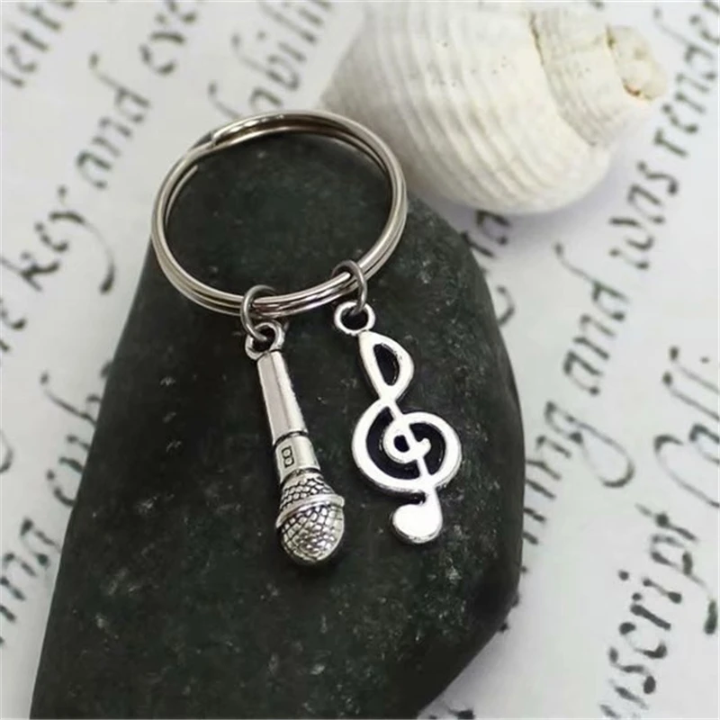 Charm Keychain with Microphone and Treble Clef Creative Gift for Music Teacher Lover Bag Fashion Accessory |