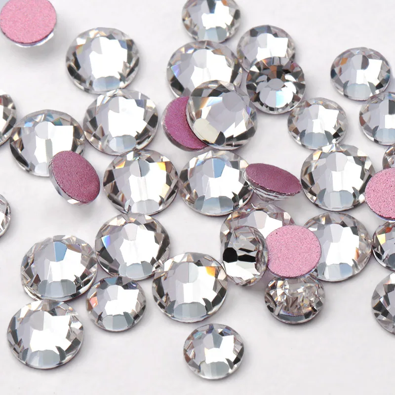 Gold rose -Clear QIAO SS3-SS40(1,3 мм-8,4 мм) ААА Стразы Кристальные AB прозрачные не стразы с плоской задней стороной на горячей фиксации для ногтей 3D украшение для ногтей драгоценных камней - Цвет: Gold rose -Clear