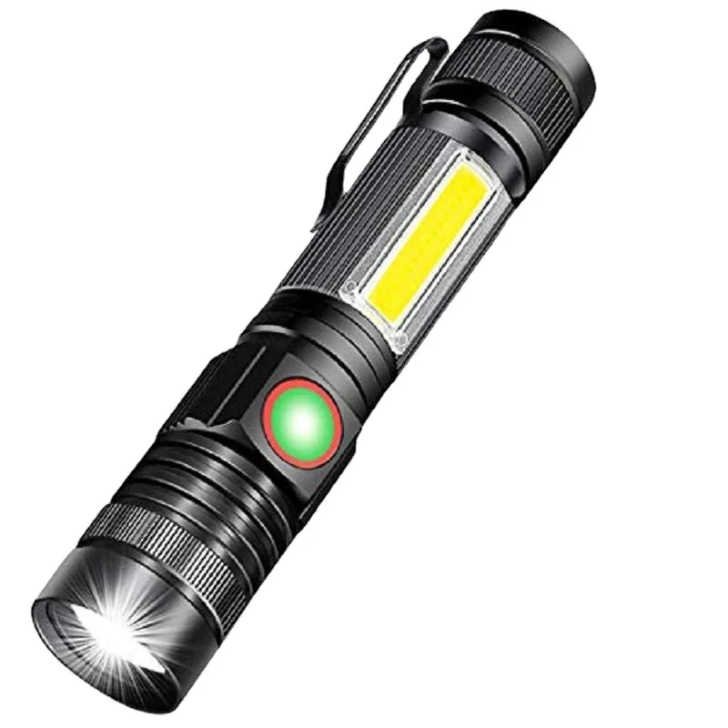 LED Flashlight Strong Light Long-shot Rechargeable Side-shot T6 External Flashlight High-beam Military Small Flashlight