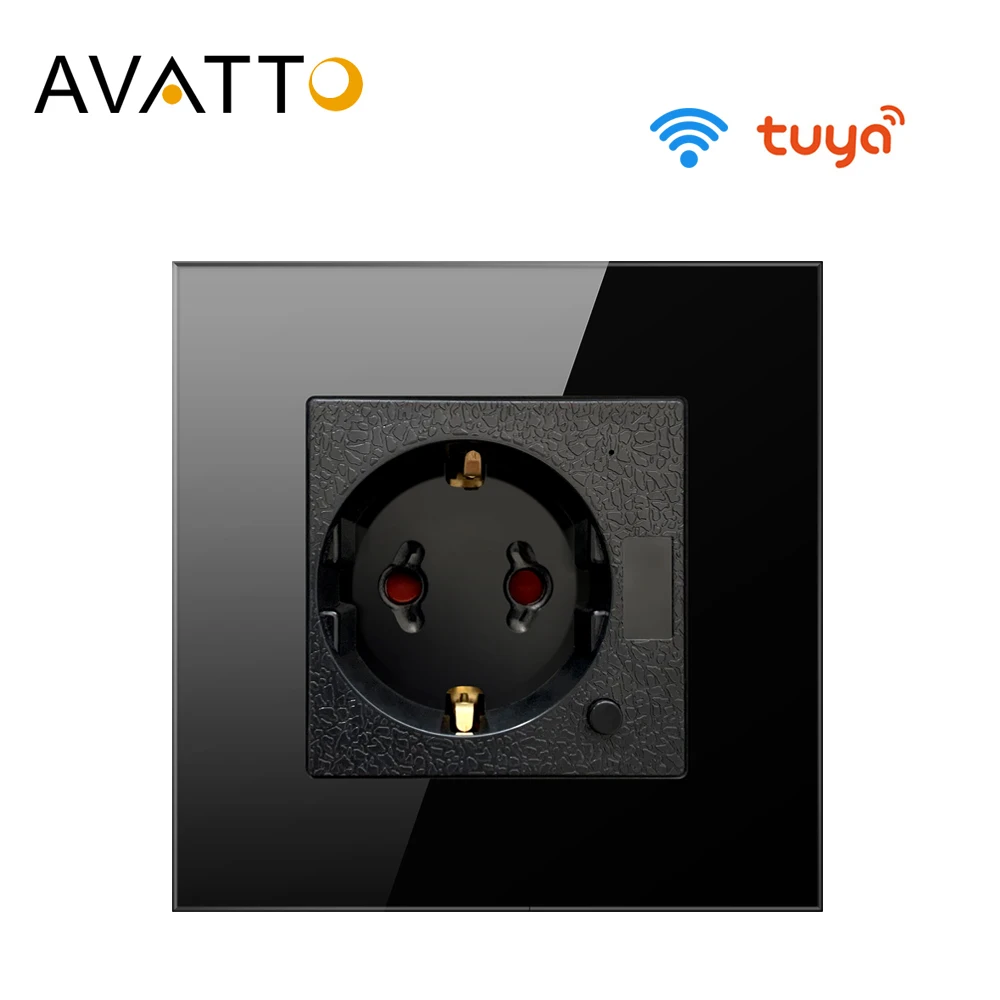 Настенная смарт розетка AVATTO Tuya с поддержкой Wi Fi и стеклянной панелью|Умные