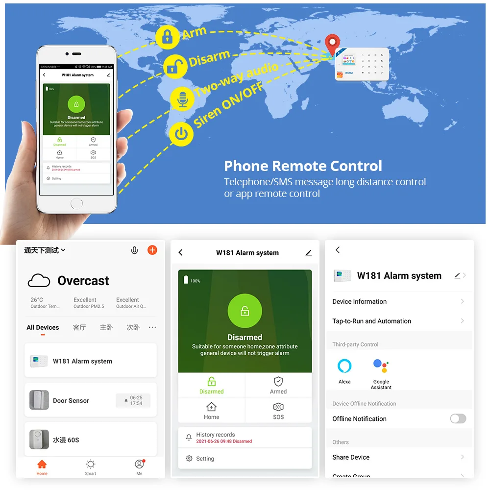 KERUI охранная сигнализация GSM WIFI Tuya умный дом беспроводной гараж 3MP IP камера