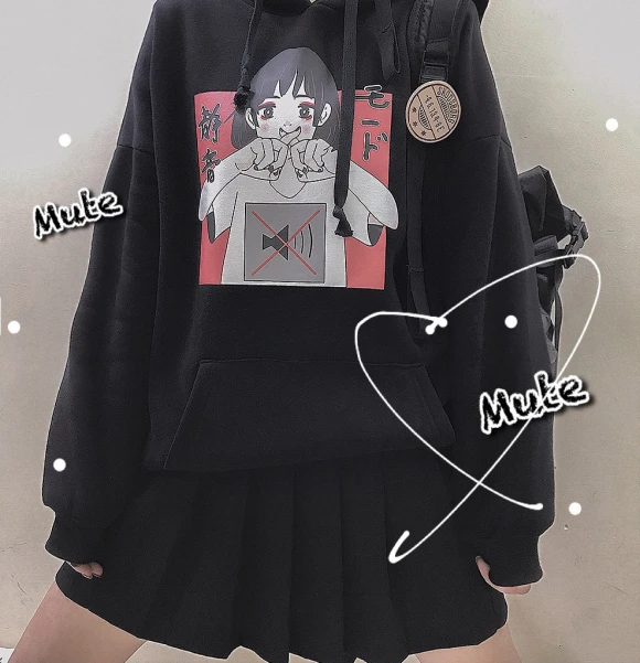 Аниме принт толстовка женская Kawaii Толстовка Harajuku одежда пуловер с капюшоном корейского размера плюс тонкая Повседневная Уличная одежда Топ V562