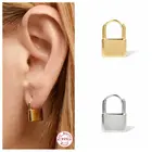 1 шт. 925 стерлингового серебра серьги-кольца для женщин женские вечерние 18k позолоченный замок Форма Пирсинг Серьга Ювелирные украшения Аксессуары