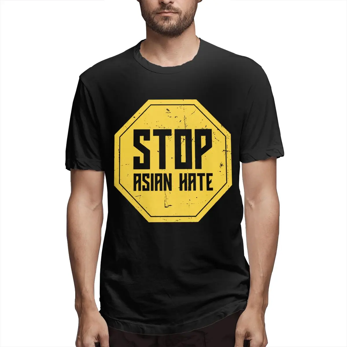 

Stop Asian Hate, Asian Lives Matter Men Awesome Tee Shirt Short Sleeve Round Collar T-Shirt Pure Cotton Unique Clothing