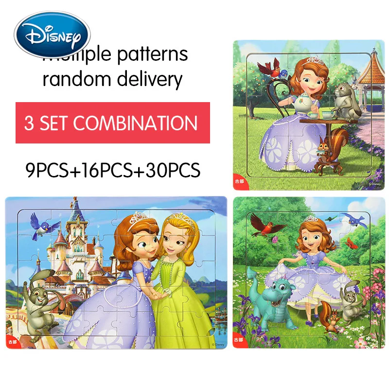 Деревянные головоломки disney 9 шт.+ 16 шт.+ 30 шт. Комбинированная деревянная рамка головоломка с рисунками детская головоломка
