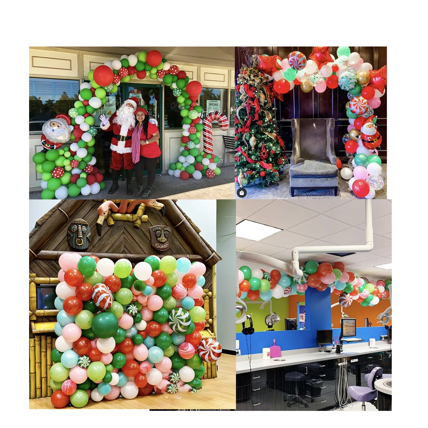 

2021 New 93 PCs Christmas Balloon Garland Kit Green Red Gold Rubber Balloons Crutch Aluminum Foil Balloon Christmas Decoration