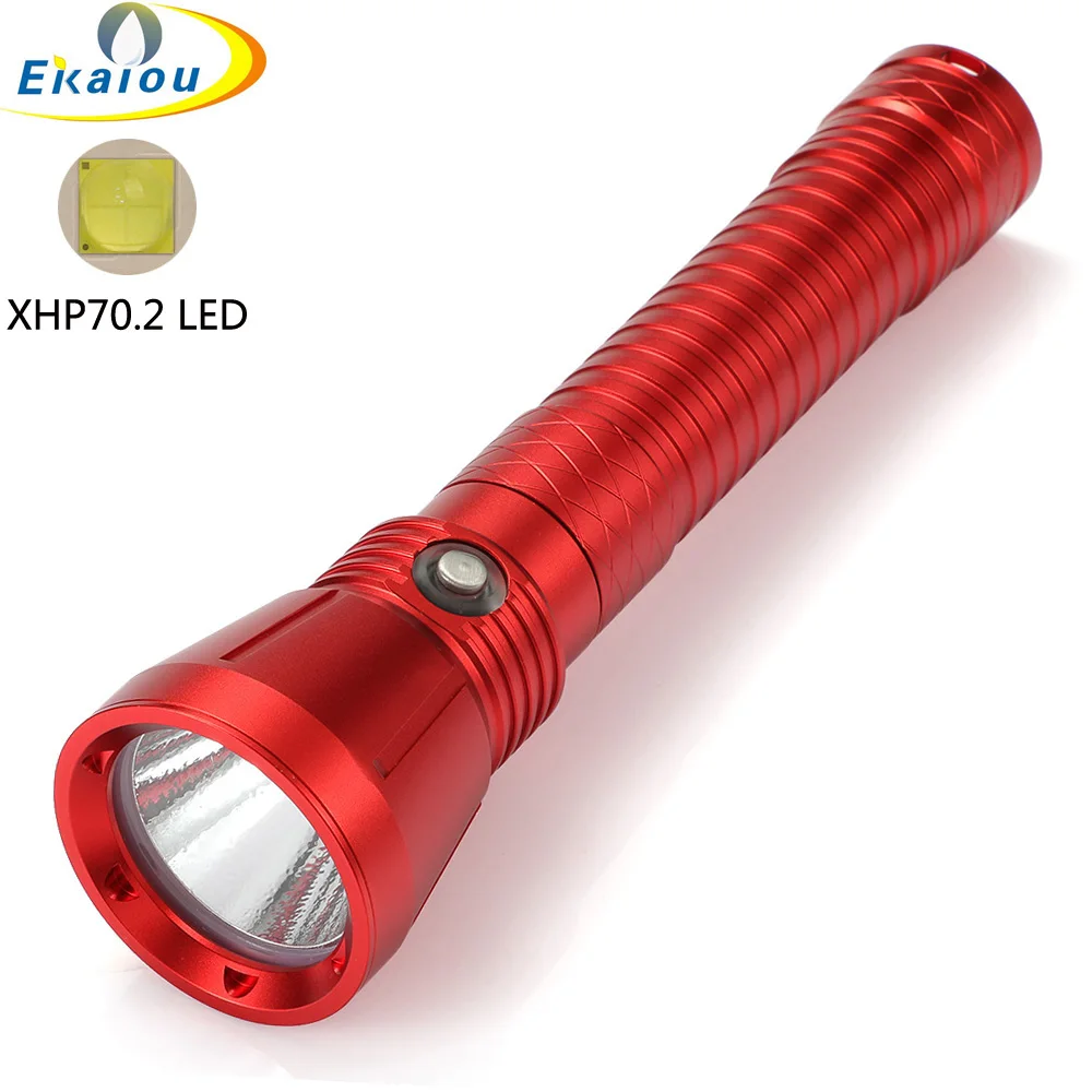 

New LED Waterproof Diving Flashlight XHP70.2 Professional Underwater Lighting Strong Light Tactical Catch Fish Searchlight