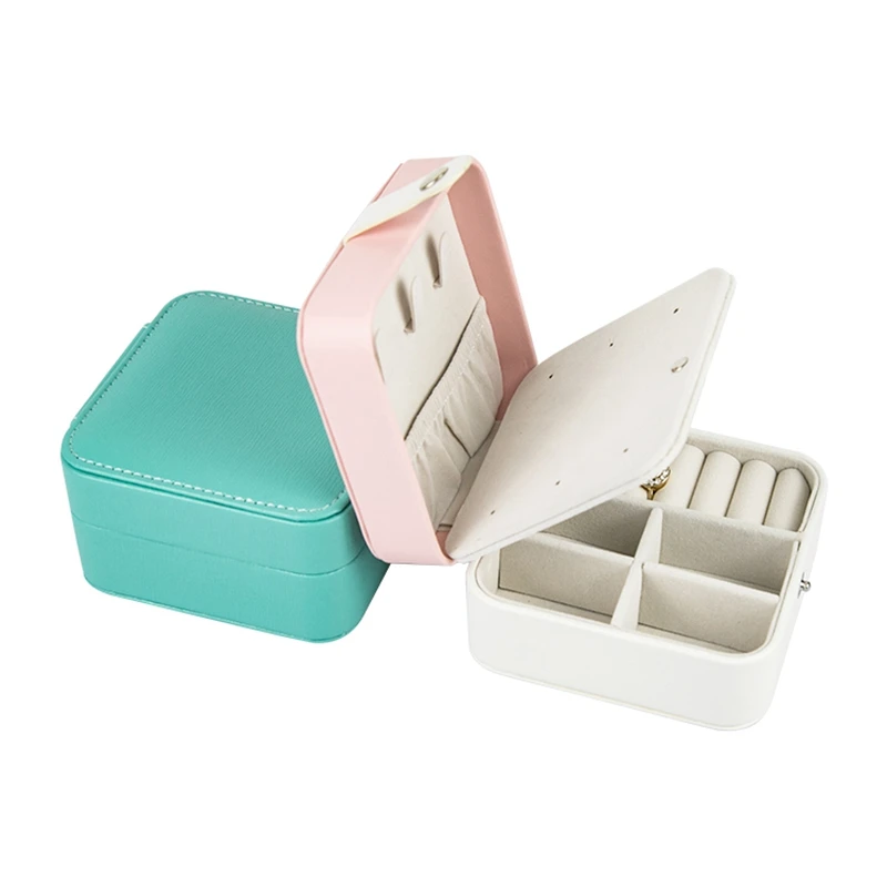 Upscaled Simple Jewelry Boxes Organizer Protable Leather Necklase Ring Earrings Multi-function Jewellery Storage Case