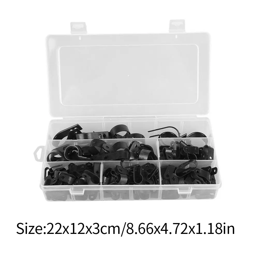 

200PCS P Clips Cable Clamp Assortment Kit Hose Holder Pipe Ties Nylon line cable Fastener for Industrial Marine Household