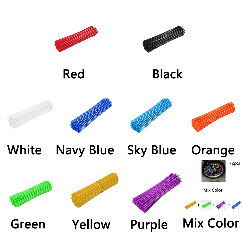 

72pcs Rim Skins Wheel Spoke Cover Protector Guard Accessories Decoration Tubes Motorcycle Wraps Universal Colorful Easy Install