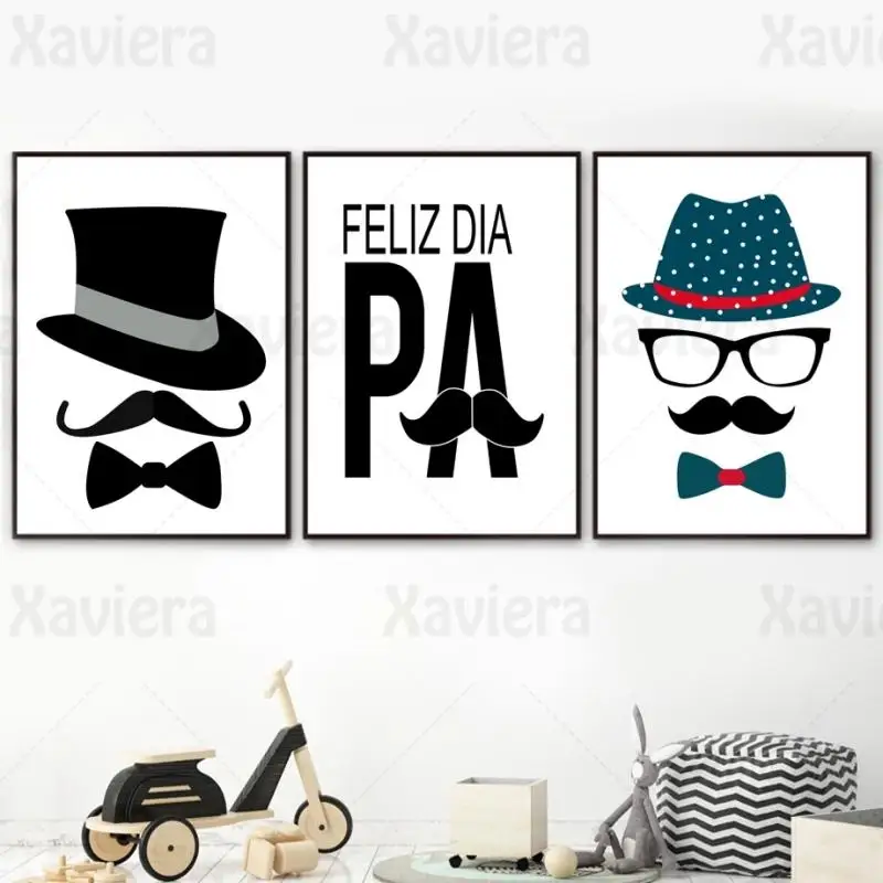 

Modern Wall Pictures Creative Cartoon Icon Gentleman Beard Glasses Wall Art Canvas Painting Home Decor Nordic Posters and Prints