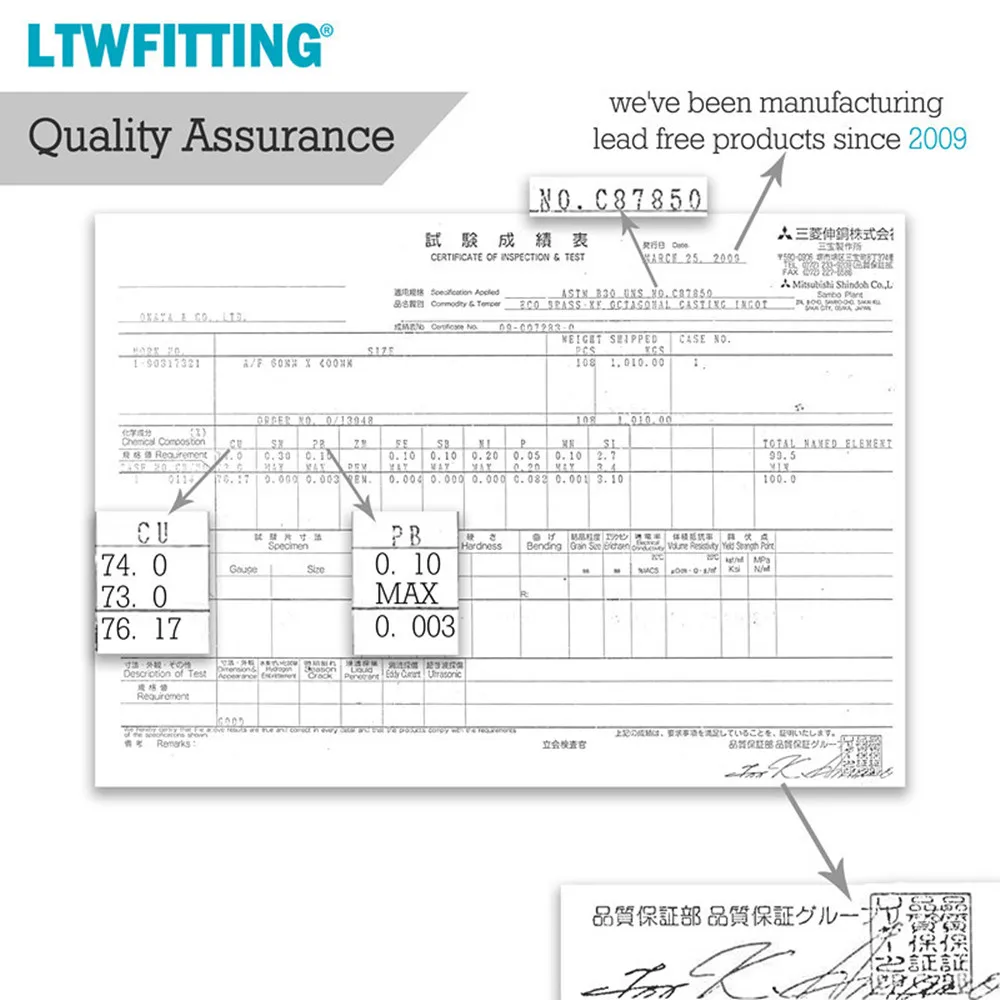 Латунный штуцер LTWFITTING без содержания свинца стандартный Женский обжимной