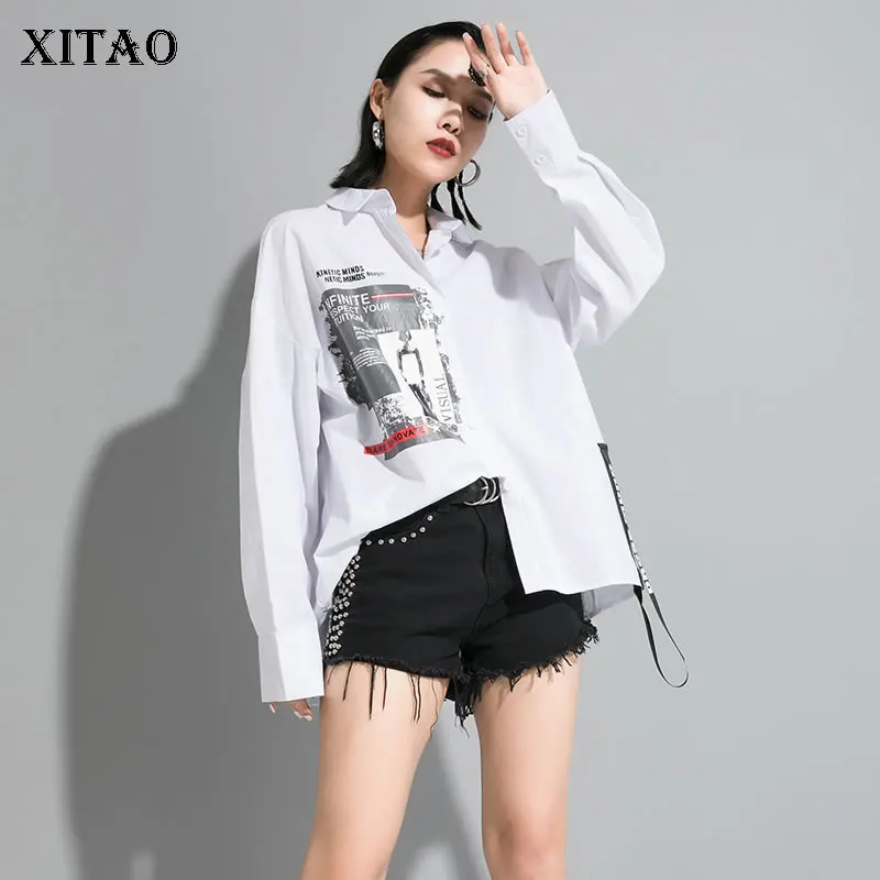 Женская Асимметричная блузка XITAO элегантная повседневная плиссированная с