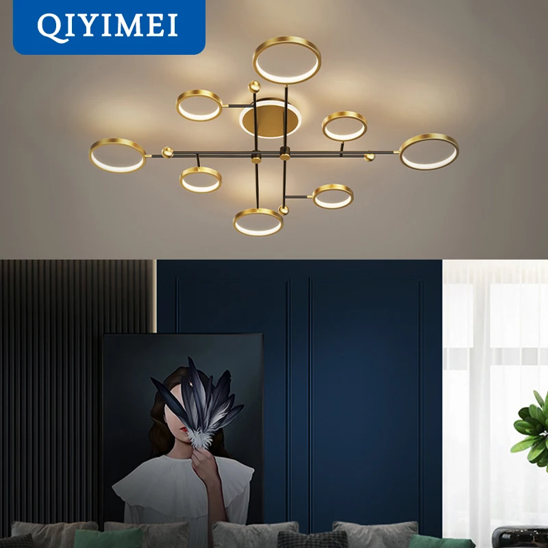 New Modern LED Chandeliers Lamp With Remote Control For Living Dining Room Bedroom Iron Aluminum Lights Dimmable Indoor Lighting
