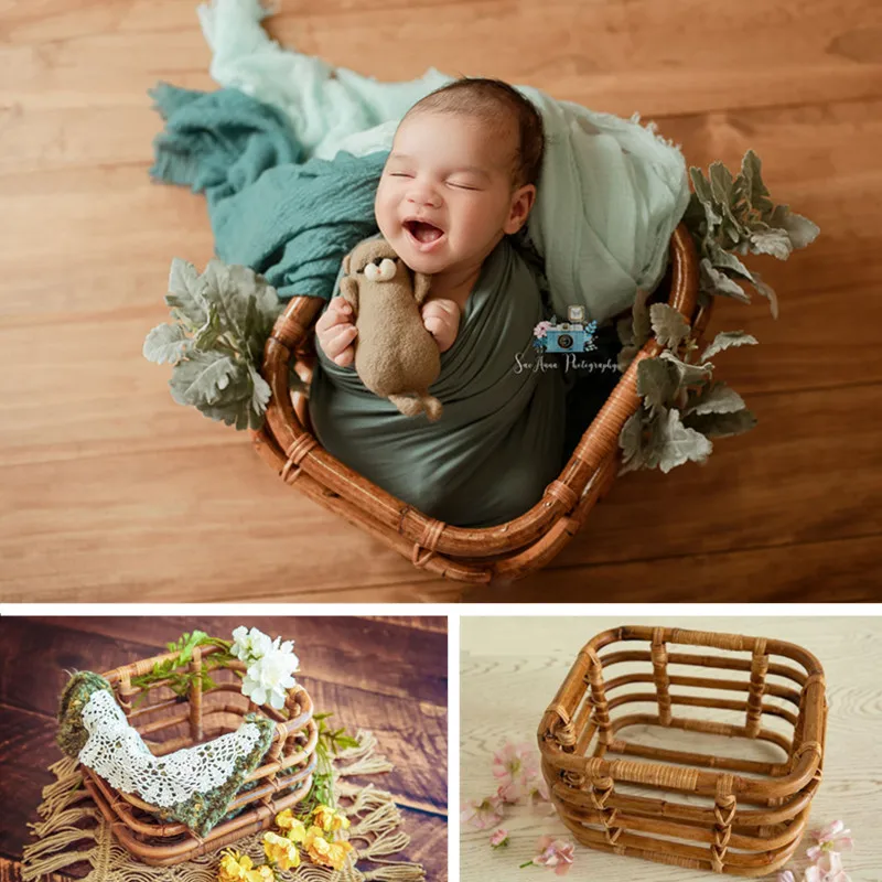 

Baby Boy Photo Props Woven Basket Props for Photography Studio Photography Accessories Vintage Newborn Prop Background Furniture