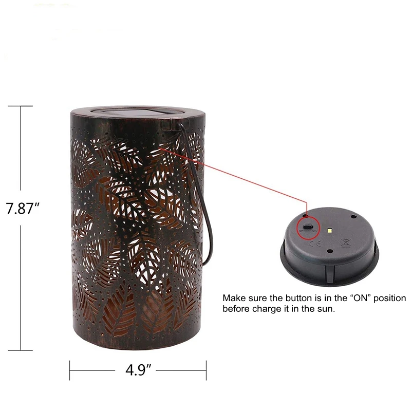 Vintage Retro Solar Lantern Light Outdoor Garden Metal Leaf Shadow Hanging For Home Patio Yard Pathway | Освещение