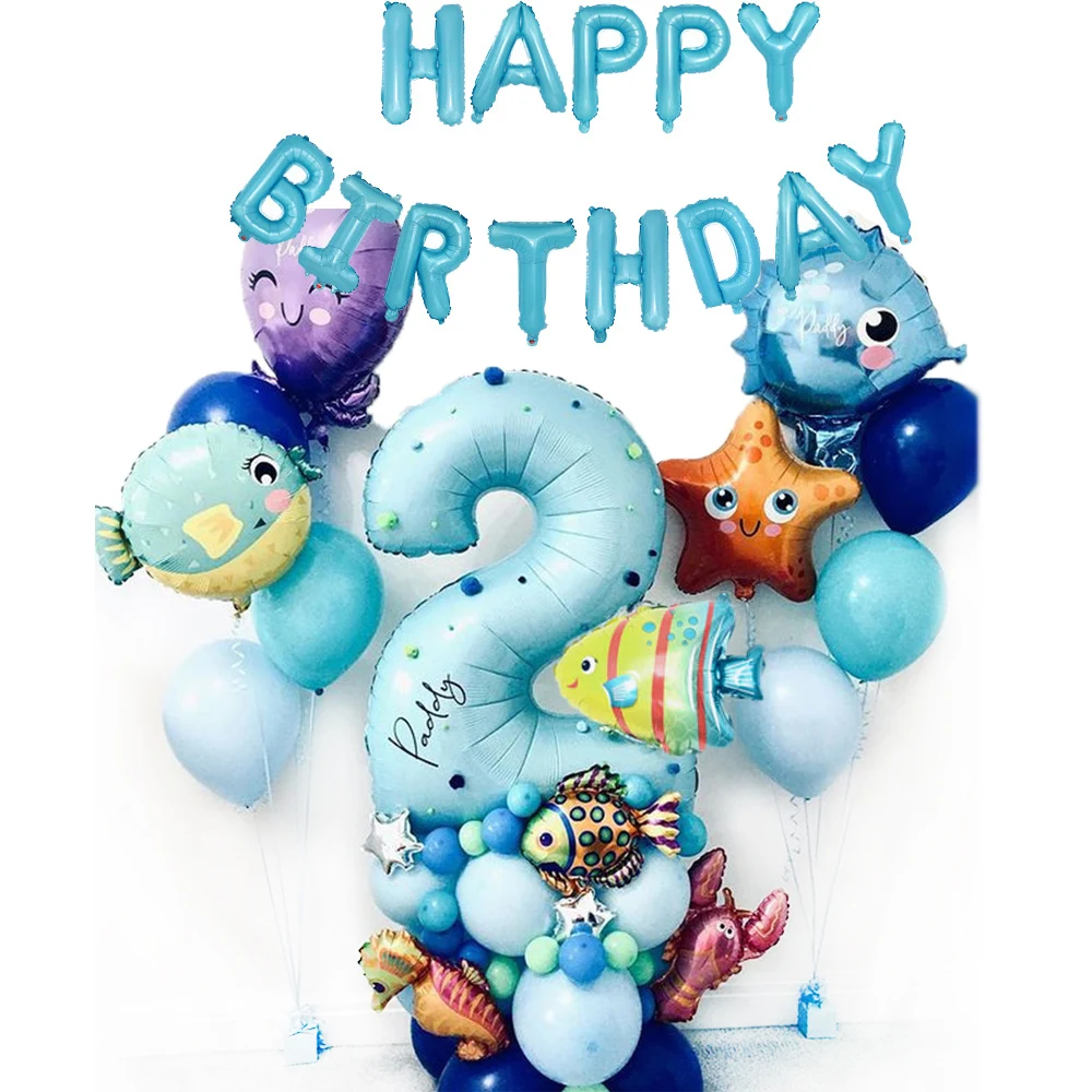 50 шт. 1st Фольга океан Животные Количество воздушных шаров морской рыбы воздушные