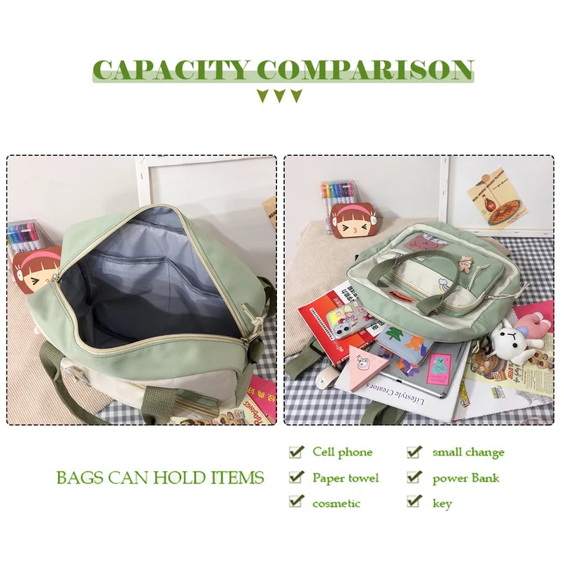 

Women's Backpack Waterproof Nylon Literature And Art Style Shoulder Bags Cute Large-Capacity Crossbody Bags Portable Travel Bag