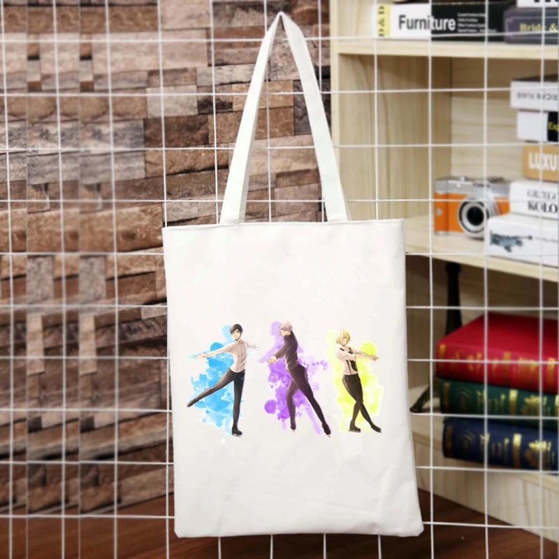 

Yuri On Ice Printing Harajuku Casual Female Shoulder Canvas Bag ins Large Capacity Tote Bag Reusable Ladies Shopping Bags