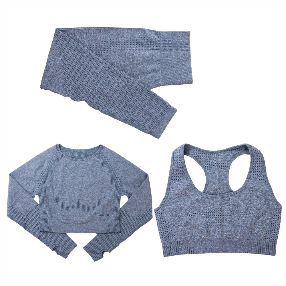 

Women Sportswear Yoga Set Gym Clothing Tracksuit Long Sleeve Crop Top High Waist Seamless Leggings for Fitness Sports Short Suit