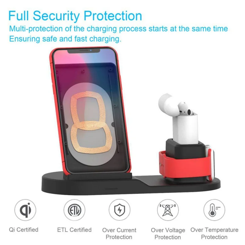 3-in-1 Mobile Phone Watch Headphone Chargers Wireless Fast Charging Adapter Holder Stand |